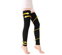 Lot de 2 bas de compression opaques pour cuisse avec support ferme 15-20 mmHg avec bande de silicone, manchons de compression sans pieds TOFLY pour traitement gonflement des varices, œdème. noir XL