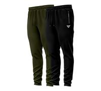 Lot de 2 Bas de survêtement Hommes Lightweigt Pantalon de Jogging avec Poches zippées Joggings de Travail Fit Sport Casual pour la Course à Pied Gym Training