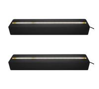 Lot de 2 bases d'affichage à DEL rectangulaires en bois noir de 31,5 cm, couleur chaude avec port USB et interrupteur, socle d'affichage rectangulaire en bois pour plaque en verre transparent