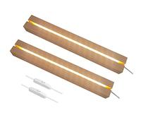 Lot de 2 bases d'affichage à LED en bois, Couleur chaude Rectangle Bois Illuminé Stand de Base USB, Desktop Display Basis Décorative pour DIY Plaque de Verre en Résine Acrylique, 30 * 4.5 * 3 cm