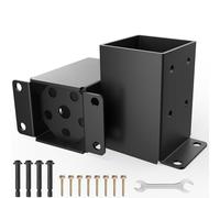 Lot de 2 bases de poteau de 10,2 x 10,2 cm, base d'ancrage de poteau robuste, taille intérieure de 8,9 x 8,9 cm, revêtement en poudre noire antirouille pour pavillon, porche, balustrade, pergola