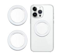Lot de 2 bases magnétiques pour poignées de téléphone PopSocket MagSafe - Plaque légère et amovible - Chargement sans fil - Compatible avec iPhone 15/14/13/12 - Finition mate transparente (blanc