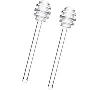 Lot de 2 bâtonnets à miel en verre transparent de 15,2 cm pour mélanger les miel, cuillère à miel, agitateur, pour pot à miel, conteneurs de miel, distributeur de miel