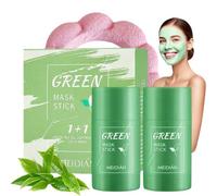 Lot de 2 bâtonnets de masque vert avec bandeau pour cheveux nuages, masque nettoyant en profondeur, raffermissement des pores et équilibre de l'humidité, masque purifiant l'argile verte pour tous les