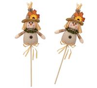 Lot de 2 bâtonnets en bois en forme d'épouvantail et personnages pour réunions de Noël et poupées en paille