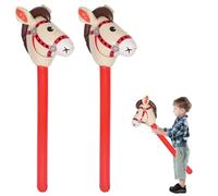 Lot de 2 bâtons de cheval gonflables, 95 cm, passe-temps pour enfants, pour le jeu quotidien, cheval thème décoration fête d'anniversaire, objets de scène de fête, objets de sport pour enfants (rouge)