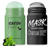 Lot de 2 bâtons de masque à l'argile au thé vert et au charbon de bambou. Nettoie les points noirs. Convient à tous les types de peau. Masques faciaux pour les pores et les soins de la peau, bâton de