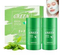 Lot de 2 bâtons de masque vert - Nettoyage en profondeur, raffermissement des pores, dissolvant de points noirs, contrôle de l'huile hydratante - Masque d'argile solide - Soin de la peau - Purifying