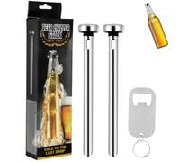 Lot de 2 bâtons de refroidissement de bière avec 1 décapsuleur, bâtons de refroidissement de boissons en acier inoxydable, refroidisseurs de bière à refroidissement rapide, accessoires de bière