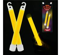 Lot de 2 bâtons fluorescents jaunes de 15 cm de long pour enfants et adultes - Bâtons lumineux ultra lumineux de 15 cm avec crochet à suspendre, idéal pour Halloween, mariage d'été, Noël
