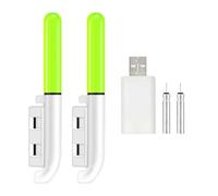 Lot de 2 bâtons lumineux lumineux pour canne à pêche, haute luminosité, alimentation par batterie USB, flotteur électronique facile à attacher pour poissons d'eau foncée (2 verts)