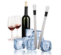 Lot de 2 bâtons refroidisseurs de vin 3 en 1 en acier inoxydable avec aérateur et bec verseur anti-goutte, refroidisseur de bouteille de vin pour blanc et rouge, congeler pendant 2 heures pour un