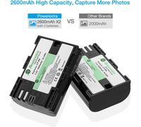 Lot De 2 Batterie De Rechange Lp-E6 2600Mah Et Chargeur À 2 Batteries Avec Ecran Lcd Pour Eos 80D 6D 7D 70D 60D 5D Mark Iii 5D Mark Ii Bg-E14 Bg-E11 Bg-E9 Bg-E7 Lc-E6 Bg-E6