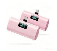 [Lot de 2]Batterie Externe pour iPhone 17/16/15 Series, 5200mAh USB C Power Bank à Charge Rapide Ultra-Compact & Léger Batterie Portable Écran LCD Chargeur Portable pour iPhone 17/16/15 Sam sung(Rose)