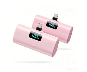 [Lot de 2]Batterie Externe pour iPhone 17/16/15 Series, 5200mAh USB C Power Bank à Charge Rapide Ultra-Compact & Léger Batterie Portable Écran LCD Chargeur Portable pour iPhone 17/16/15 Sam sung(Rose)
