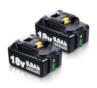 Lot de 2 batteries 5,0 Ah 18 V BL1850B compatibles avec Makita 14,4 V-18 V BL1830 BL1850 BL1860 BL1840 BL1820, etc. Batterie d'outils et chargeur 3 A pour batterie Makita 18 V avec lumières LED avant