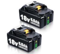 Lot de 2 batteries 5,5 Ah compatibles avec batterie Makita 18 V avec lumières LED BL1850B compatible avec batterie Makita 18 V BL1850B BL1850 BL1840B BL1830
