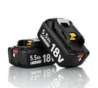 Lot de 2 Batteries 5500mAh de Rechange 18 V 5.5 Ah pour BL1860B BL1860 BL1850B BL1850 BL1840B BL1835 BL1830 BL1815 LXT-400 194204-5 194205-3 Batterie de Rechange avec lumière LED Grande