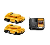 Lot de 2 Batteries au Lithium 20 V 2 Ah avec Chargeur, compatibles avec Les Outils DeWalt DCB184, DCB200, DCF892, DCF845, DCF850, DCF911, DCD800 et DCD805.