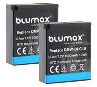 Lot de 2 batteries Blumax DMW-BLG10e (1000 mAh) - Capteur NTC & boîtier V1 stable - Compatible avec Panasonic Lumix DC-TZ95D DC-GX9 TZ202 TZ91 DMC TZ101 TZ81 GF6 GX7 GX80 LX100 G110