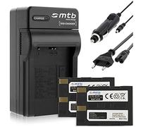 Lot de 2 batteries + chargeur (secteur, voiture) compatibles avec Minolta NP-400, BP-21, D-Li50 pour Konica-Minolta Dimage A1, A2 / Sigma SD1 (Merril) / Pentax K20D etc.