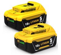 Lot de 2 batteries de rechange 18 V 5,0 Ah pour Dewalt DBC200 DBC201 DBC203 DBC204 DCB180 DCB181 DCB182 DCB183 DCB184 DCB185 DCB-184B-XJ avec indicateur LED