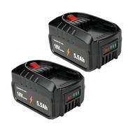 Lot de 2 batteries de rechange, 18 V, 5,5 Ah, pour outils Bosch Home and Garden - Compatible avec les appareils à batterie Bosch PBA, PSB, PSR, Gloria - Haute capacité - Rechargeable (18 V 5,5 A)
