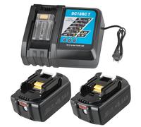 Lot de 2 batteries de rechange 18 V 5500 mAh pour batterie Makita 18 V avec chargeur DC18RC compatible avec BL1860 BL1860B BL1855 BL1855B BL1850 BL1850B BL1860B DC18RC