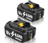Lot de 2 batteries de rechange, 18 V, 6,0 Ah/6000 mAh, pour Makita BL1860B, BL1850B, BL1840, BL1830, BL1815, BL1835, BL1860B, BL1845, BL1850, 194205-3, LXT-400, avec batterie LED