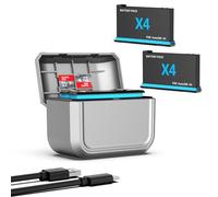 Lot de 2 batteries de rechange 360 X4 2580 mAh et chargeur rapide à 2 canaux compatibles avec les accessoires d'appareil photo Insta360 X4 (2 batteries + 1 chargeur)