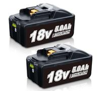 Lot de 2 batteries de rechange 5,0 Ah pour Makita 18 V BL1860B BL1850B BL1840B BL1830B BL1820 194205-3 avec indicateur de charge LED, batterie lithium-ion pour perceuse, meuleuse, visseuse à