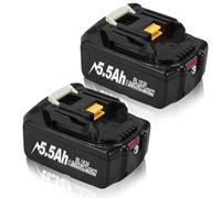 Lot de 2 batteries de rechange 5500 mAh compatibles avec Makita 18 V 5,5 Ah Li-ion BL1850 BL1850B BL1830 BL1860B BL1845 BL1835 BL1815 194205-3 LXT-400 BL1860 avec batterie LED