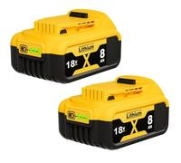 Lot de 2 batteries de rechange, 8000 mAh, DCB182, pour batterie Dewalt DCB200, DCB184, DCB101, DCB107, DCB112, DCB105, DCB115, DCB203, avec batterie LED