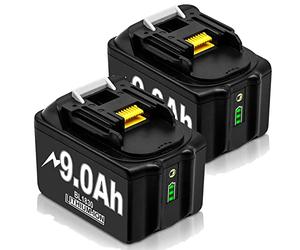 Lot de 2 batteries de rechange 9,0 Ah pour Makita 18 V BL1850B BL1830 BL1830B BL1860 BL1840B BL1840 BL1835 BL1845 BL1850 194205-3 LXT-400 avec affichage LED