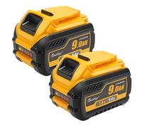 Lot de 2 batteries de rechange 9,0 Ah pour outils DeWalt 18 V/54 V lithium-ion compatibles avec perceuse sans fil, meuleuse d'angle, scie circulaire, souffleur