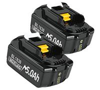 Lot de 2 batteries de rechange Li-ion 18 V 5000 mAh pour batterie Ma-Kita BL1850B, BL1830, BL1850, BL1860, BL1830B, BL1860B, BL1840, BL1820, BL1845, BL1835, BL1815, LXT-400 - Avec indicateur LED ator