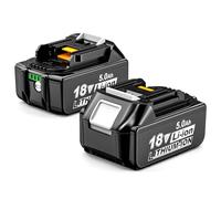 Lot de 2 batteries de rechange Li-ion 5000 mAh pour LIVOWALNY 18 V - Avec indicateur LED - Compatible avec les outils électriques et chargeur Makita