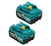 Lot de 2 batteries de rechange Li-ion 5500 mAh pour batterie Makita 18 V BL1860B BL1850B BL1840B BL1830B BL1820B BL1815N avec batterie d'outils LED