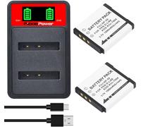 Lot de 2 batteries de rechange NP-50 avec double chargeur USB pour Fujifilm FinePix F50fd F60fd F100fd F900EXR F800EXR F600EXR F550EXR F300EXR F200EXR