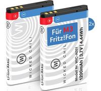 Lot De 2 Batteries De Rechange Pour Avm Fritz!Fon M3, Avec Une Capacité De +20 %, Pour Téléphone Fritzfon Voip, Accessoire Pour Batterie D'Origine Fritz Fon Bt239865, Mod. 523450Ar1000
