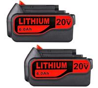 Lot de 2 batteries de rechange pour Black & Decker 20 V, pour outils électriques LBXR20 LBXR20-OPE LB20 LBX20 LB2X4020-OPE LBX4020 BL2018, batterie Li-ion 4 Ah (5000 mAh, lot de 2)