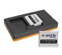 Lot de 2 batteries + double chargeur USB compatible avec Sony NP-BK1 / Sony Bloggie MHS-PM5, CM5, Webbie PM1 / DSC-S780, S950, S980, W190, W370 … (câble micro USB inclus)