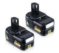 Lot de 2 batteries Li-ion 18 V 5,5 Ah P108 de rechange pour Ryobi 18 V compatible avec Ryobi P108 P104 P105 P106 P107 P2000 P201 P203 P204