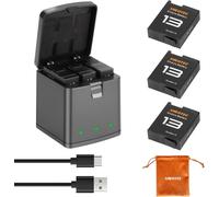 Lot De 2 Batteries Li-Ion 3.89V 2200Mah Pour Gopro Hero13 Enduro Avec 3 Canaux Led Usb-C,Chargeur Rapide,Compatible Avec Gopro,Hero13,Noir