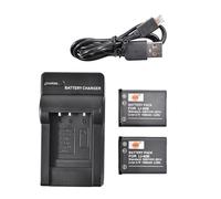Lot de 2 batteries Li-ion LI-40B LI-42B DSTE 3,7 V 1400 mAh + chargeur micro USB compatible avec Fuji NP-45, Kodak KLIC-7006 LB-012, Olympus D-630 IR-300 FE-150 Stylus 700 TG-310 X Series