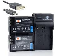 Lot de 2 batteries Li-ion PS-BLM1 BLM-1 BLM1 DSTE 7,4 V 2100 mAh + chargeur micro USB compatible avec Olympus BLM5, PS-BLM5, BLM-5, EVOLT E-300, E-330, E-500, C-7070, C-8080, E-1, E-3, E-30, E-5 20