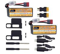 Lot de 2 batteries Lipo 11,1 V 2200 mAh 35 C 3S avec câble de charge USB pour MJX H16P H16E H16GT H16BM H16PL 14301 HP161S HP163S HP141 HP141S RC voiture jouet voiture mise à niveau