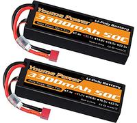 Lot de 2 batteries LiPo 3S 11,1 V RC Lipo 3300 mAh 50 C coque rigide avec prise Deans T compatible avec HPI Losi RC voiture, camion, bateau, avion, hélicoptère