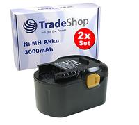 Lot de 2 batteries Ni-MH de qualité supérieure - Remplace AEG L1414, L1414R, L1415, L1430, L1430L, L1430R, GBS 14,4 V - Pour BS 14C, BSB 14 G, BSS 14, FL 14/14,4 V 30000 mAh