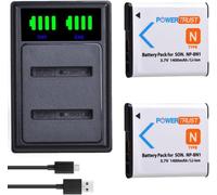 Lot de 2 batteries NP-BN1 et chargeur pour Sony DSC-W800 DSC-W830 DSC-QX100 DSC-TX30 DSC-QX10 DSC-TF1 DSC-TX20 DSC-TX66 DSC-TX200 DSC-WX150